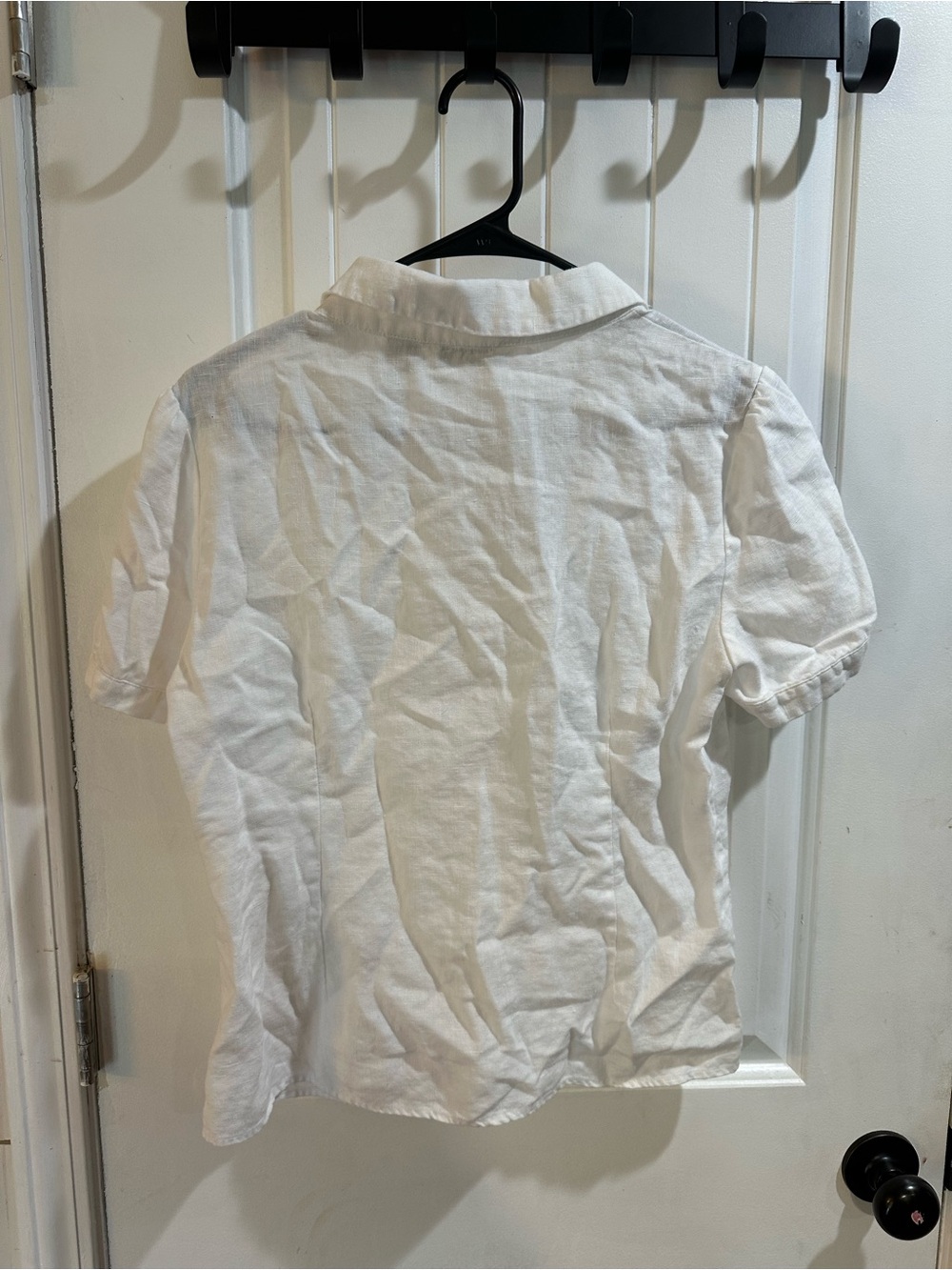 Orvis Women’s Size 10 White 100% Linen Peter Pan Collar Button Blouse - Picture 6 of 6